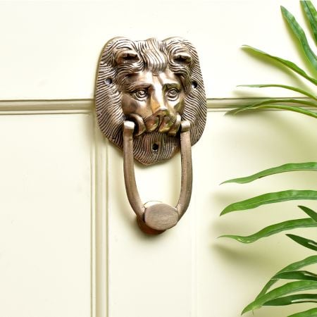 Brass Lion Head Door Knocker Ring